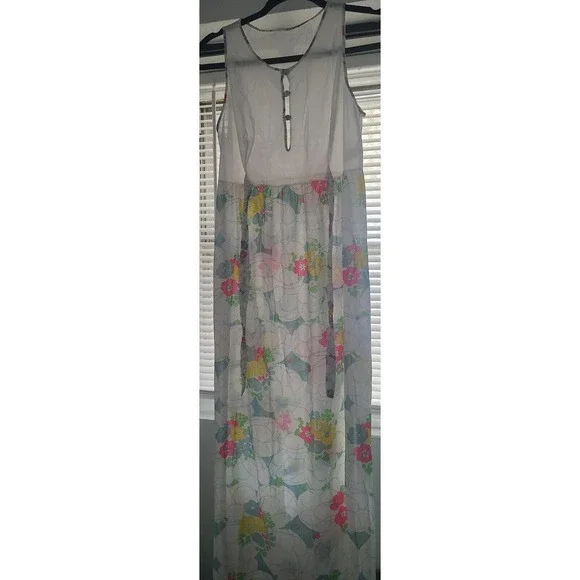 Vtg Warner's Nylon Large Floral Peignoir Set SEMI SHEER SZ 36